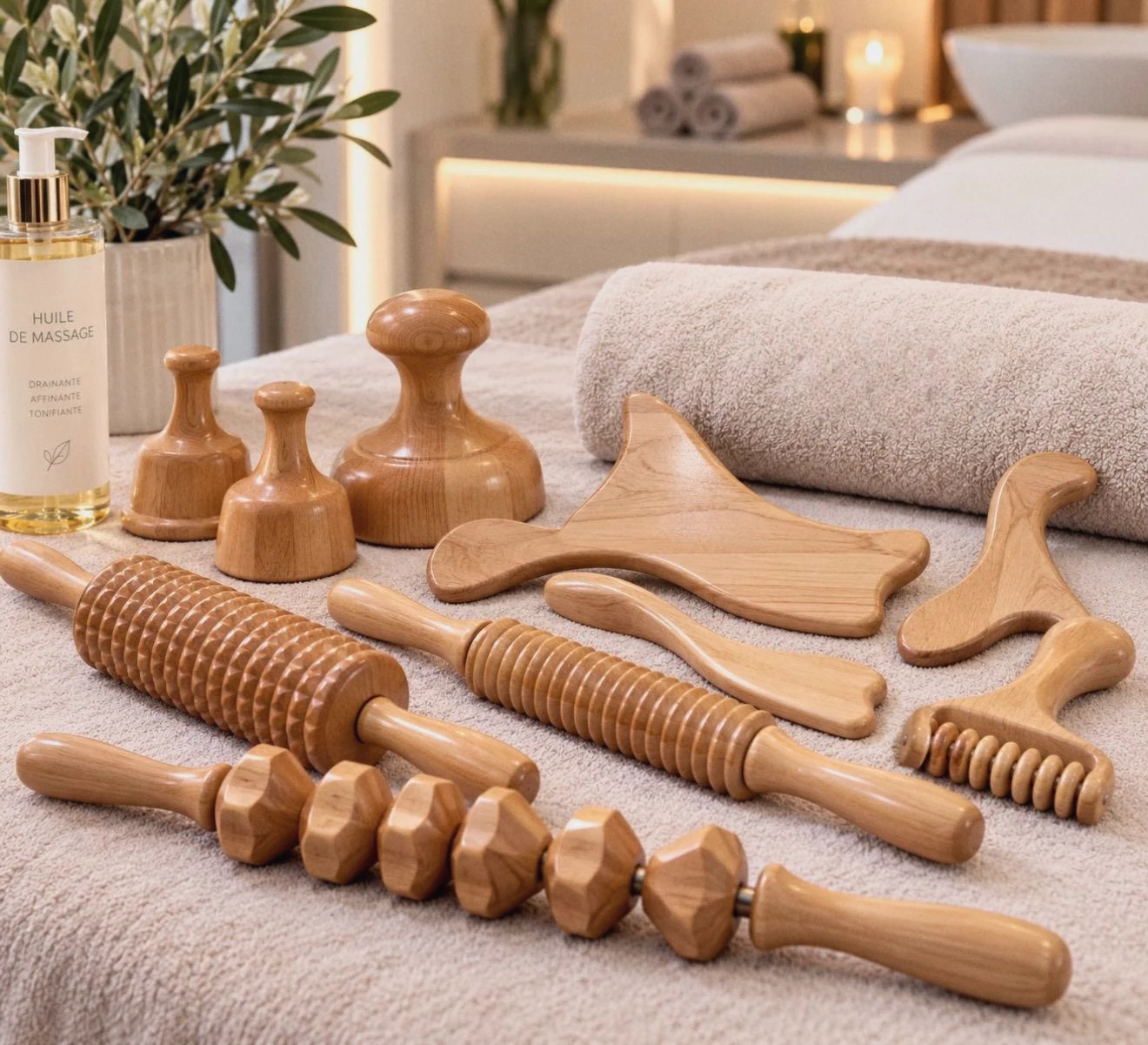 outils-maderotherapie Instruments en bois utilisés pour la madérothérapie à Neuchâtel